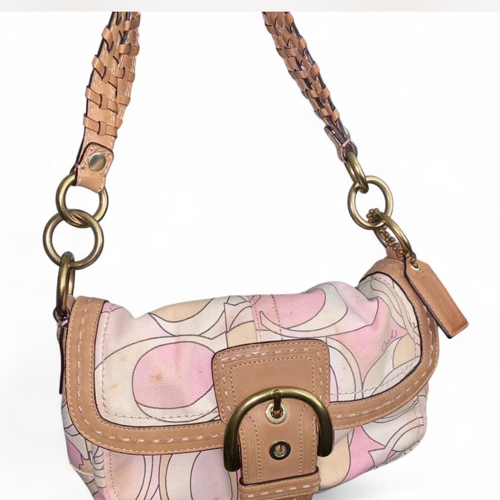 Coach Pink and Tan Shoulder Bag